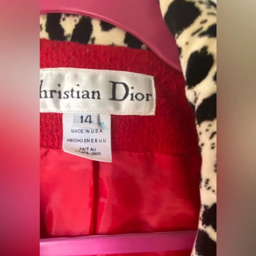 Christian Dior Women's Red Suit Jacket, 95% Wool 5% Fiber, Size 14 Made in USA